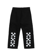 Pantaloni cargo per bambino Off-White Kids nero con stampa logo 44BCF009F26F001 BLACK OFF WHITE KIDS 