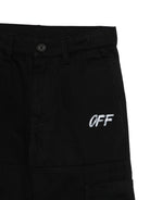 Pantaloni cargo per bambino Off-White Kids nero con stampa logo 44BCF009F26F001 BLACK OFF WHITE KIDS 