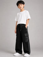 Pantaloni cargo per bambino Off-White Kids nero con cuciture a contrasto 44BCF00BF26F001 BLACK OFF WHITE KIDS 