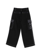 Pantaloni cargo per bambino Off-White Kids nero con cuciture a contrasto 44BCF00BF26F001 BLACK OFF WHITE KIDS 