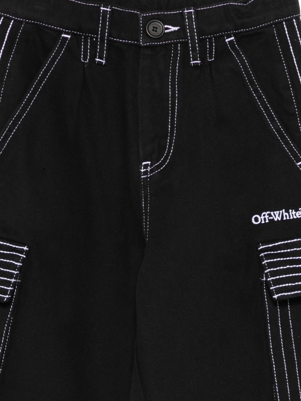 Pantaloni cargo per bambino Off-White Kids nero con cuciture a contrasto 44BCF00BF26F001 BLACK OFF WHITE KIDS 