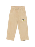 Pantaloni in velluto per bambino Off-White Kids beige con toppa con logo 44BCF00CF26F001 CORNSTALK OFF WHITE KIDS 