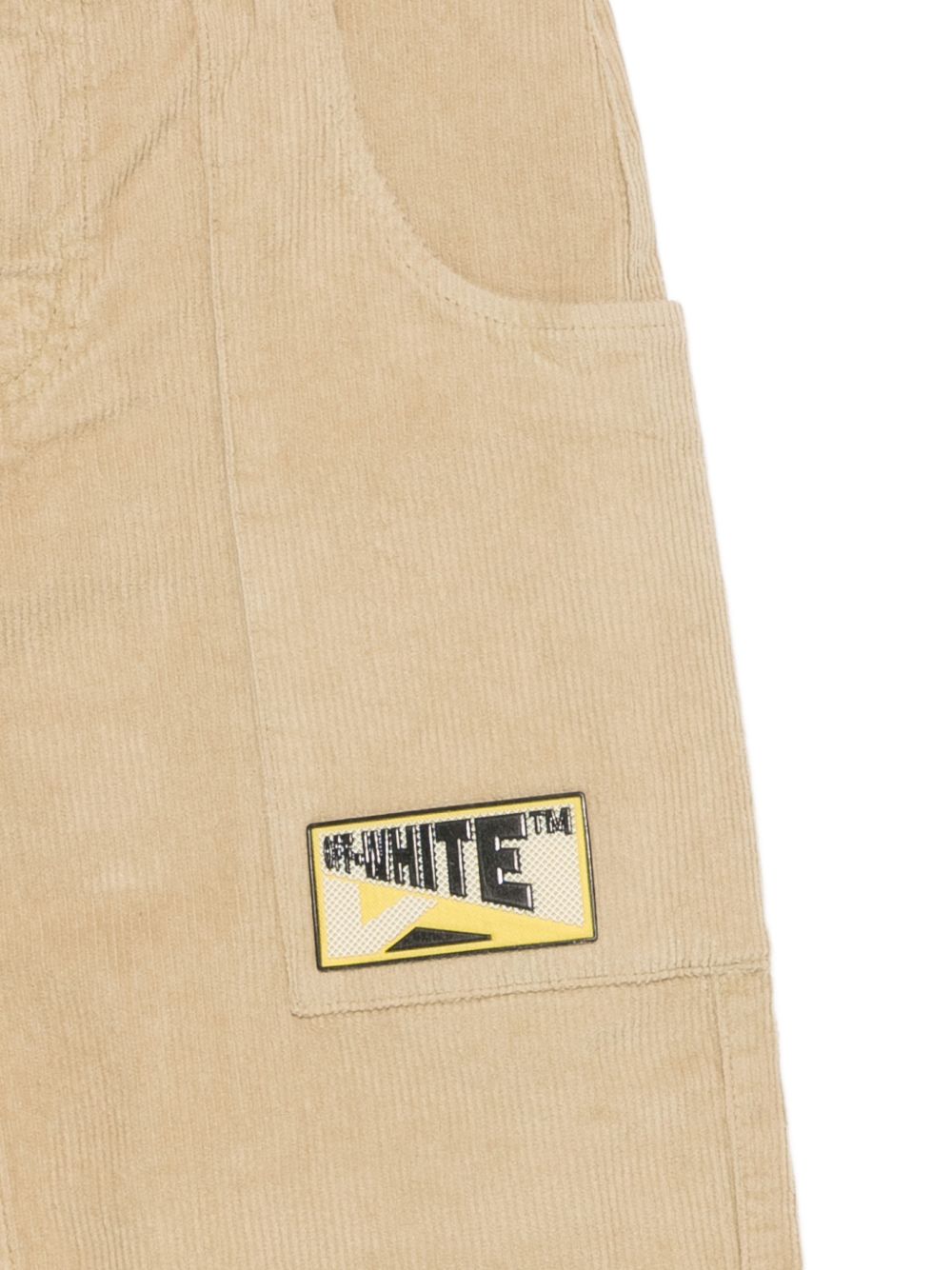 Pantaloni in velluto per bambino Off-White Kids beige con toppa con logo 44BCF00CF26F001 CORNSTALK OFF WHITE KIDS 