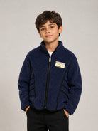 Giubbino per bambino Off-White Kids blu con toppa con logo sul davanti 44BEA025F26F001 BLUE NIGHTS OFF WHITE KIDS 