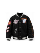 Giubbino per bambino Off-White Kids nero con toppa con logo sul davanti 44BEH001F26F001 BLACK OFF WHITE KIDS 