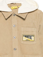 Giacca in velluto per bambino Off-White Kids beige con cappuccio 44BES002F26F001 CORNSTALK OFF WHITE KIDS 