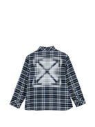 Camicia per bambino Off White Kids blu con motivo a quadri 44BGE007F26F001 BLUE NIGTHS OFF WHITE KIDS 