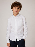 Camicia per bambino Off White Kids bianca con stampa del logo sul petto 44BGE008F26F001 WHITE OFF WHITE KIDS 