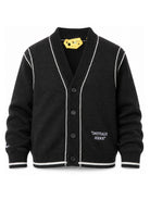 Cardigan per bambino Off White Kids nero con bordi a contrasto 44BHB001F26K001 BLACK OFF WHITE KIDS 