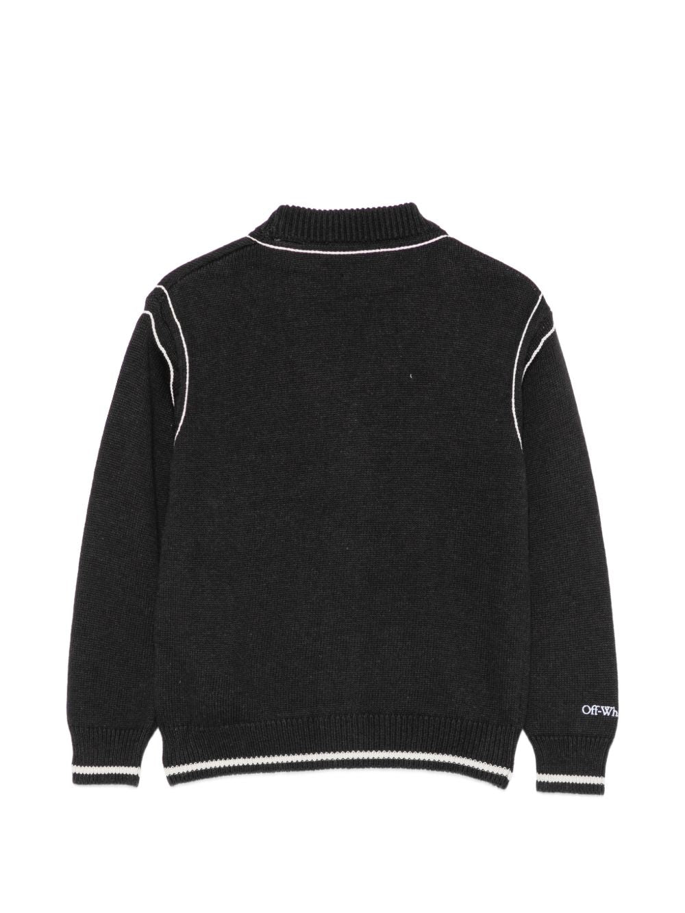 Cardigan per bambino Off White Kids nero con bordi a contrasto 44BHB001F26K001 BLACK OFF WHITE KIDS 