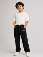 Pantaloni Diagonal Marker  per bambino Off-White Kids neri con stampa grafica frecce 44BYA005F26D001 BLACK OFF WHITE KIDS 