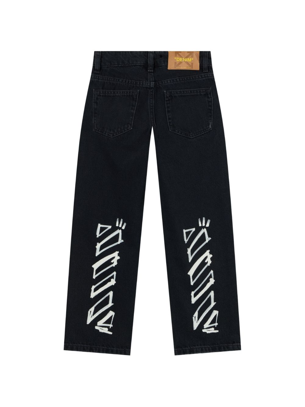 Pantaloni Diagonal Marker  per bambino Off-White Kids neri con stampa grafica frecce 44BYA005F26D001 BLACK OFF WHITE KIDS 