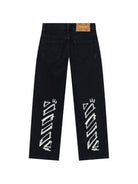 Pantaloni Diagonal Marker  per bambino Off-White Kids neri con stampa grafica frecce 44BYA005F26D001 BLACK OFF WHITE KIDS 