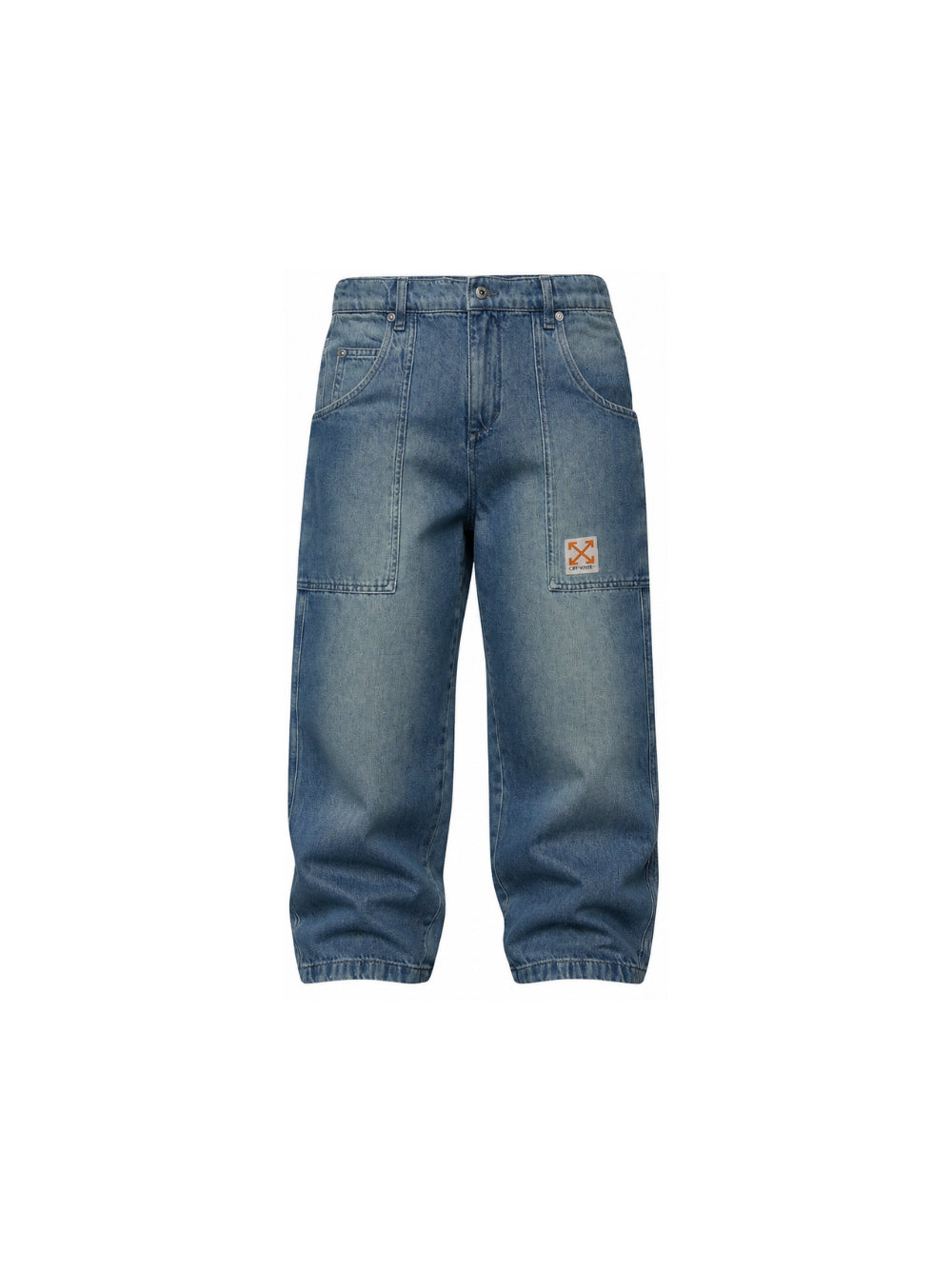 Jeans cargo per bambino Off-White Kids azzurri con effetto slavato 44BYB003F26D001 SAND BLUE OFF WHITE KIDS 