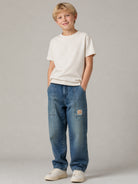 Jeans cargo per bambino Off-White Kids azzurri con effetto slavato 44BYB003F26D001 SAND BLUE OFF WHITE KIDS 