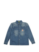 Camicia per bambino Off White Kids in denim con tasche sul davanti 44BYD004F26D001 SAND BLUE OFF WHITE KIDS 
