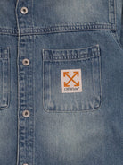 Camicia per bambino Off White Kids in denim con tasche sul davanti 44BYD004F26D001 SAND BLUE OFF WHITE KIDS 