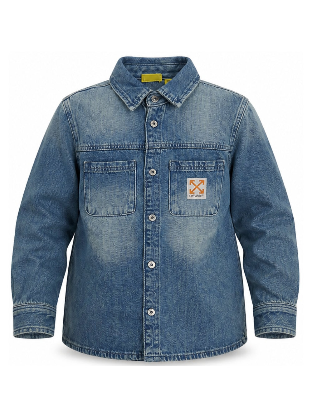 Camicia per bambino Off White Kids in denim con tasche sul davanti 44BYD004F26D001 SAND BLUE OFF WHITE KIDS 