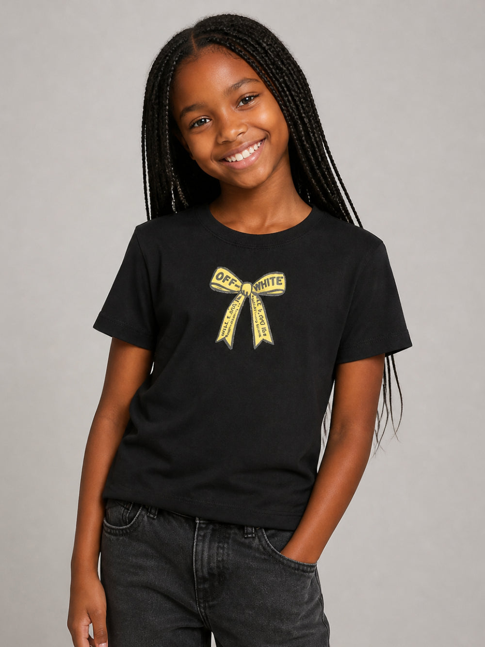T-shirt per bambina Off White Kids nera con stampa grafica 44GAA001F26J009 BLACK OFF WHITE KIDS 