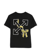 T-shirt per bambina Off White Kids nera con stampa grafica 44GAA001F26J009 BLACK OFF WHITE KIDS 