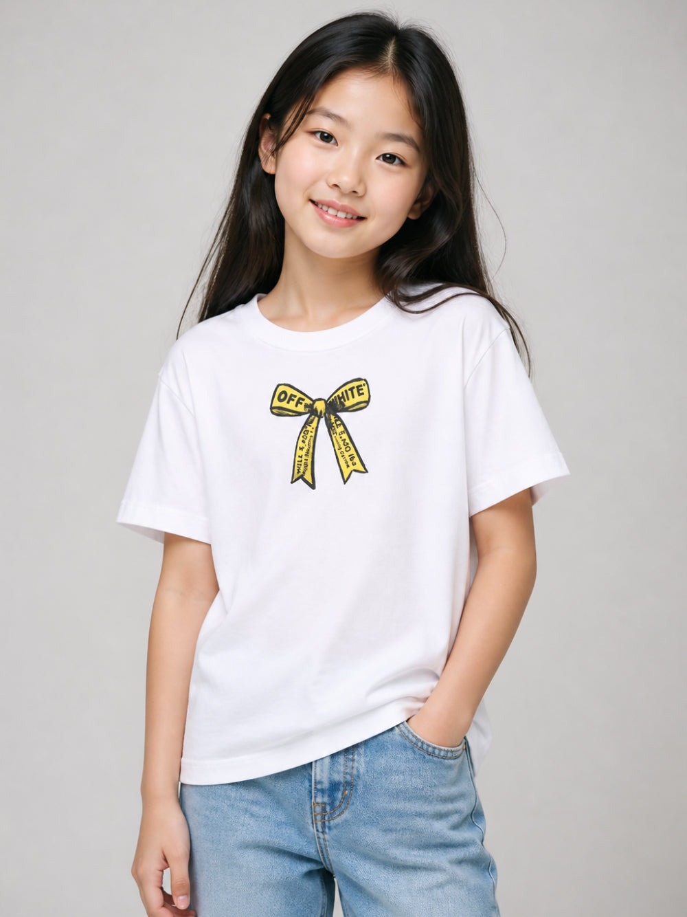 T-shirt per bambina Off White Kids bianca con stampa grafica 44GAA001F26J009 WHITE OFF WHITE KIDS 