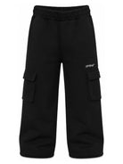 Pantaloni per bambina Off-White Kids neri con logo stampato sul davanti 44GCH00BF26F001 BLACK OFF WHITE KIDS 