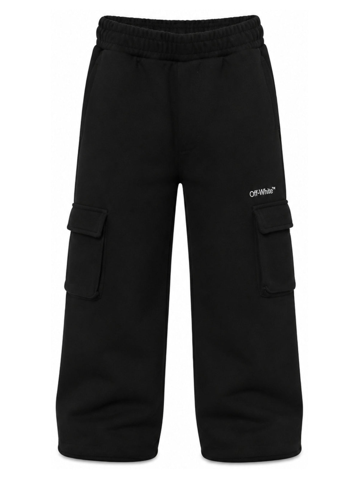 Pantaloni per bambina Off-White Kids neri con logo stampato sul davanti 44GCH00BF26F001 BLACK OFF WHITE KIDS 