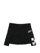 Gonna cargo per bambina Off White Kids nera con logo 44GCY001F26F001 BLACK OFF WHITE KIDS 