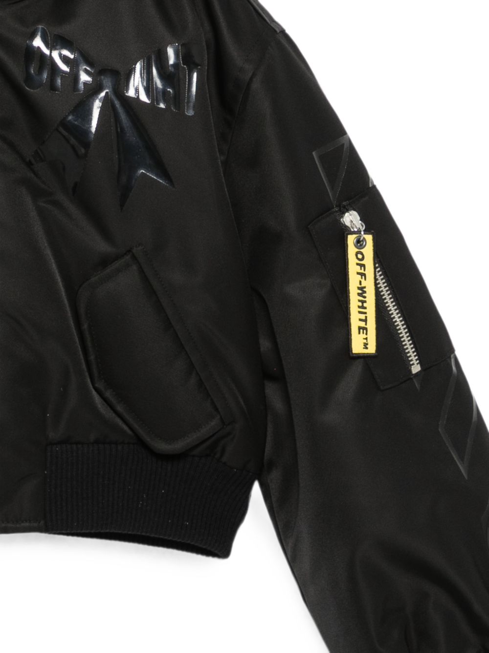 Giubbino per bambina Off- White Kids nero con stampa grafica sul davanti 44GEH005F26F001 BLACK OFF WHITE KIDS 
