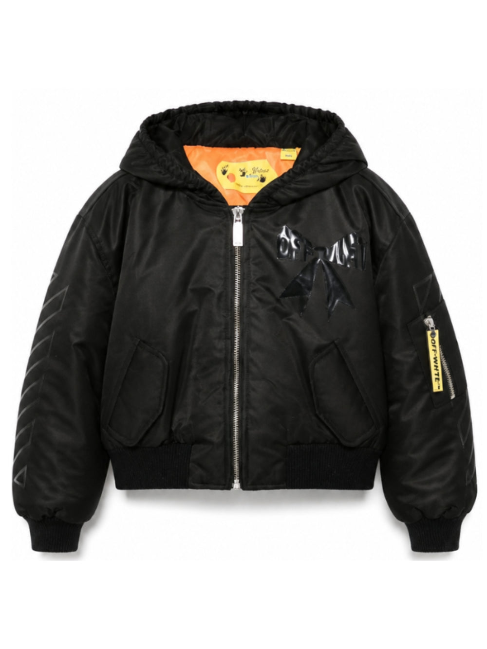 Giubbino per bambina Off- White Kids nero con stampa grafica sul davanti 44GEH005F26F001 BLACK OFF WHITE KIDS 