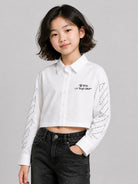 Camicia per bambina Off-White Kids bianca con colletto classico 44GGE002F26F002 WHITE OFF WHITE KIDS 