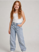 Jeans per bambina Off-White Kids denim con logo ricamato sul davanti 44GYA002F26D001 BLUSH OFF WHITE KIDS 