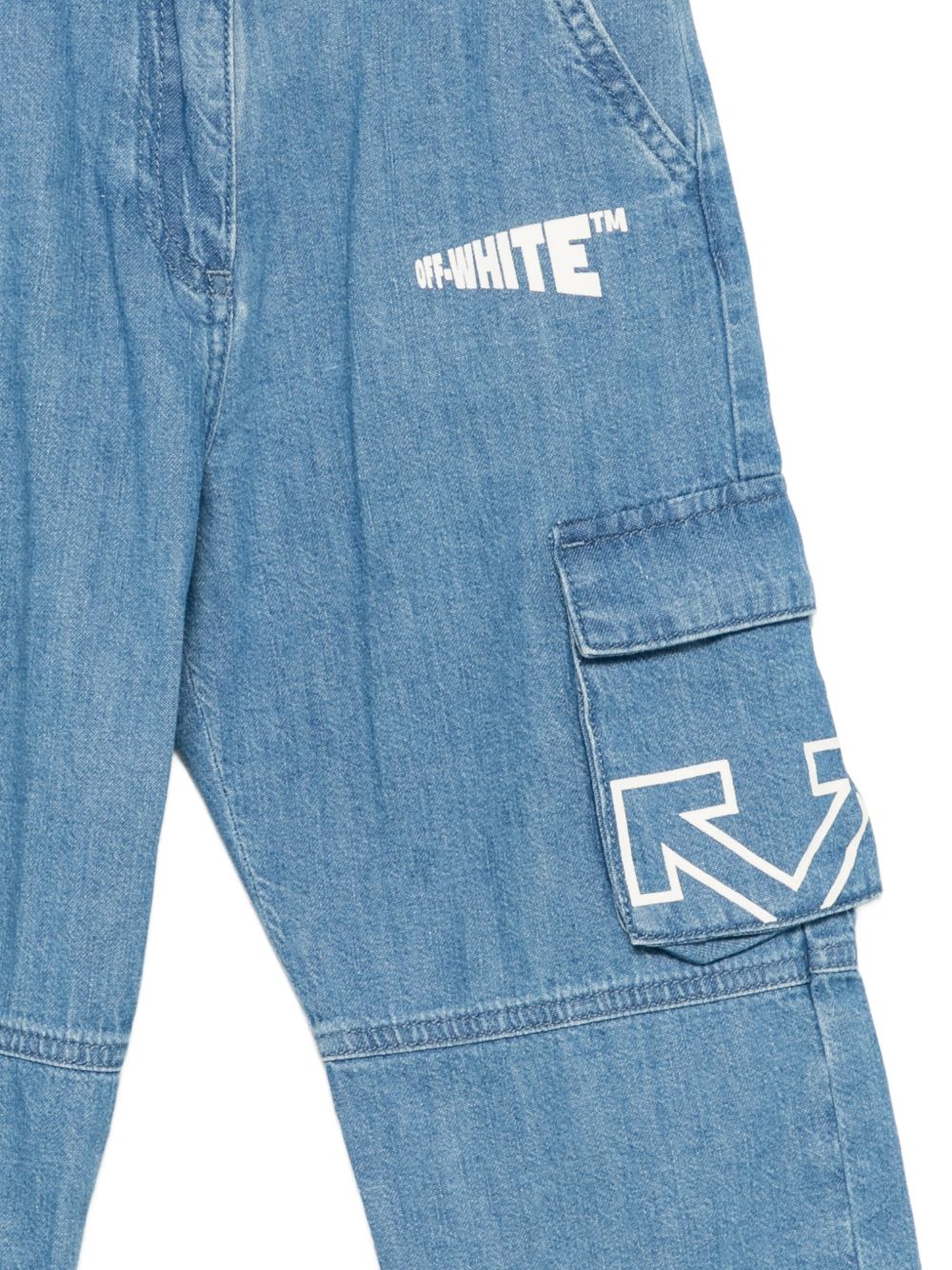 Cargo Arrows per bambina Off-White Kids in denim con logo 44GYB004F26D001 BLUE LIGHT OFF WHITE KIDS 