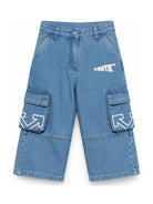 Cargo Arrows per bambina Off-White Kids in denim con logo 44GYB004F26D001 BLUE LIGHT OFF WHITE KIDS 