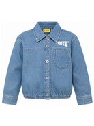Camicia per bambina Off-White Kids denim con logo sul davanti 44GYD003F26D001 BLUE LIGHT OFF WHITE KIDS 
