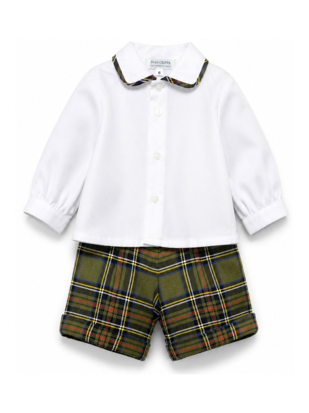 Completo per neonato Paio Crippa Kids multicolor con motivo scozzese CHITARRA ULIVO 4632 PAIO CRIPPA KIDS 