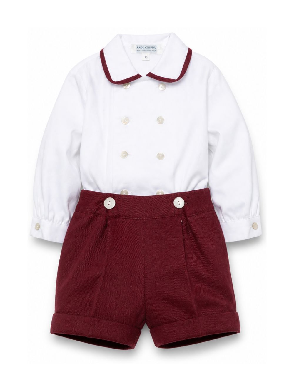 Completo per neonato Paio Crippa bordeaux con colletto alla Peter Pan LAMPONE 30 PAIO CRIPPA KIDS 