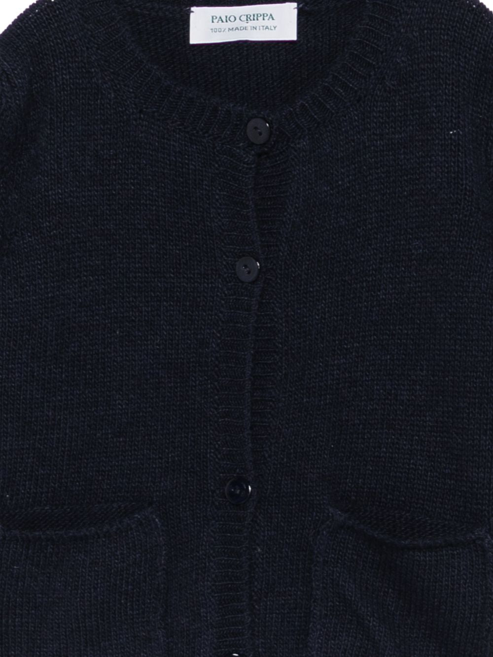 Cardigan per neonato Paio Crippa Kids blu navy con rifiniture a coste ORTISEI 78 PAIO CRIPPA KIDS 