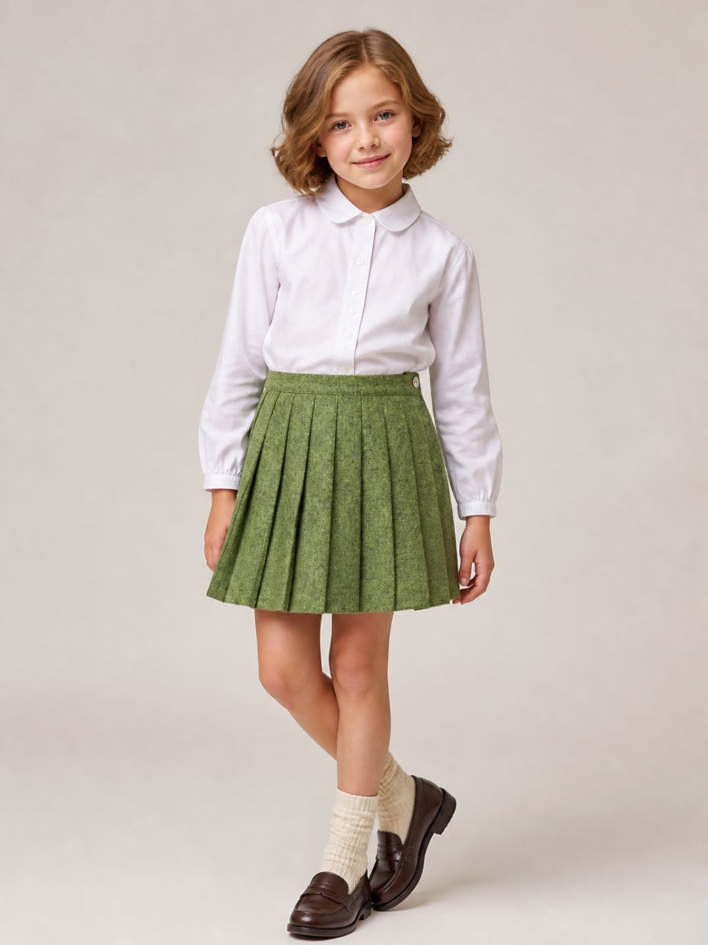 Gonna per bambina Paio Crippa Kids verde con effetto mélange RANUNCOLO 54 PAIO CRIPPA KIDS 