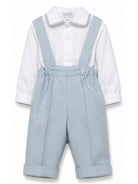 Set camicia e salopette per neonato Paio Crippa Kids azzurro con spalline incrociate sul retro RIGATONE LIME 63 PAIO CRIPPA KIDS 