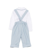 Set camicia e salopette per neonato Paio Crippa Kids azzurro con spalline incrociate sul retro RIGATONE LIME 63 PAIO CRIPPA KIDS 