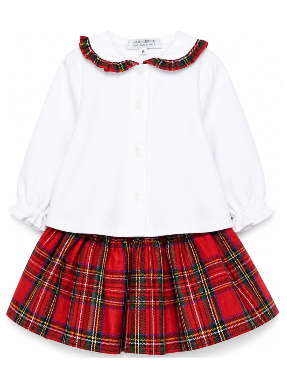 Completo per neonata Paio Crippa Kids bianco con rifiniture scozzesi SASSOFONO MIMOSA 1/4012 PAIO CRIPPA KIDS 