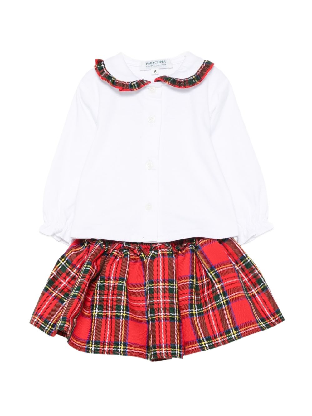 Completo per neonata Paio Crippa Kids bianco con rifiniture scozzesi SASSOFONO MIMOSA 1/4012 PAIO CRIPPA KIDS 
