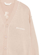 Cardigan per bambino Palm Angels KIds beige con logo ricamato sul davanti F6PAJBCA150 1531 PALM ANGELS KIDS 