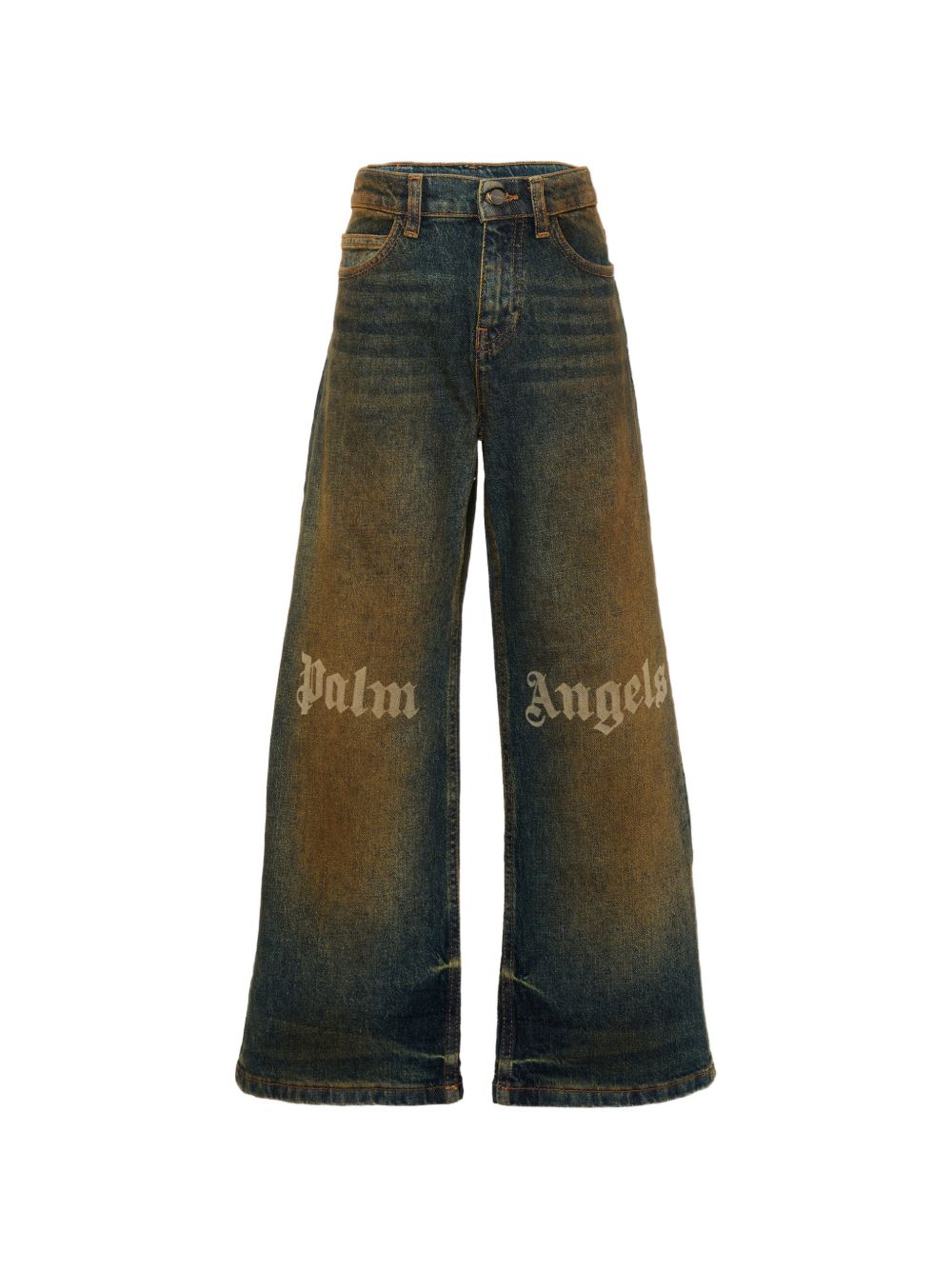 Jeans per bambino Palm Angels Kids blu con stampa logo F6PAJBDP068 126 PALM ANGELS KIDS 