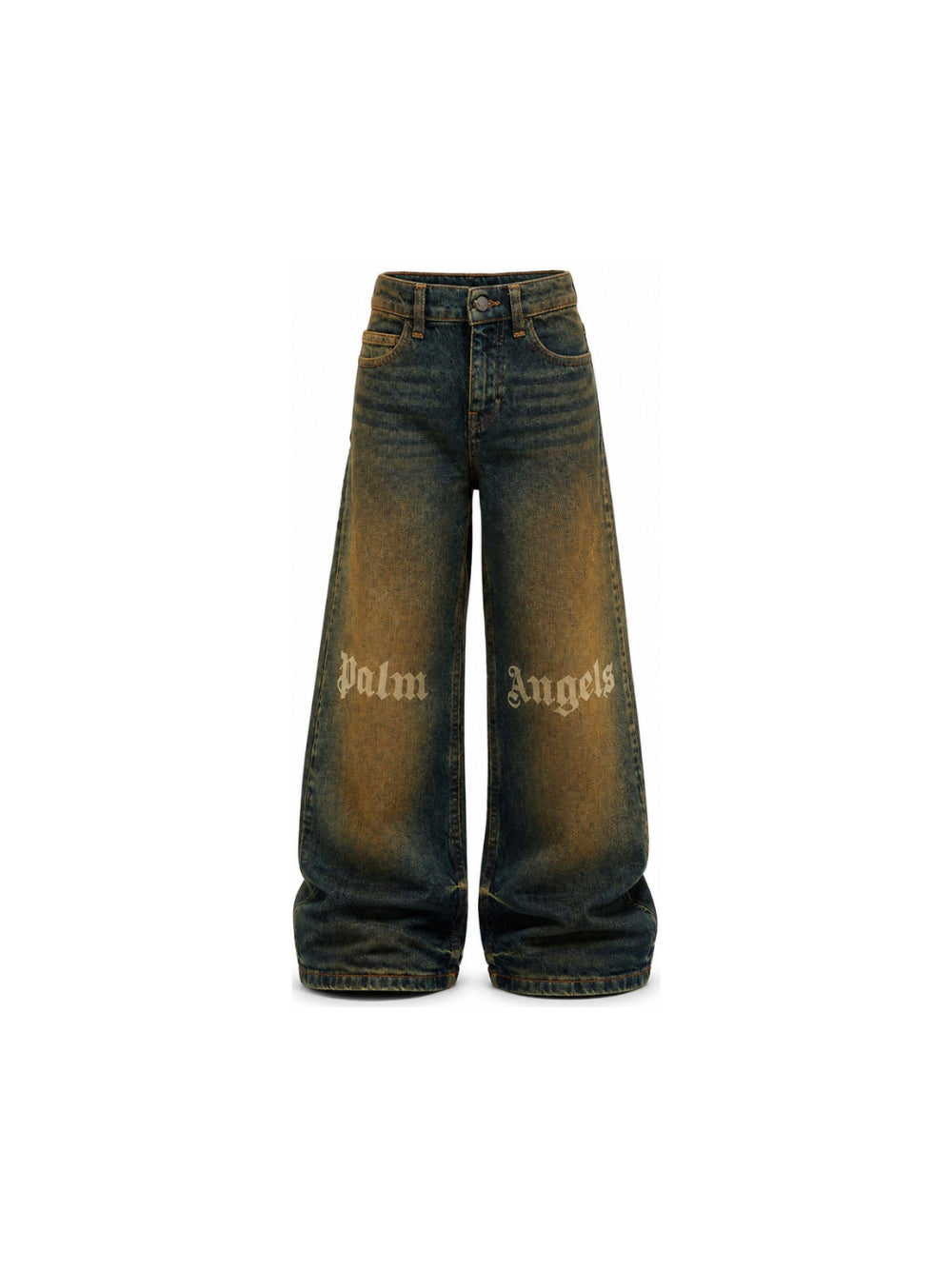 Jeans per bambino Palm Angels Kids blu con stampa logo F6PAJBDP068 126 PALM ANGELS KIDS 