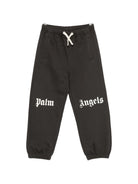 Pantatuta per bambino Palm Angels Kids nero con stampa logo sul davanti F6PAJBFP016 110 PALM ANGELS KIDS 