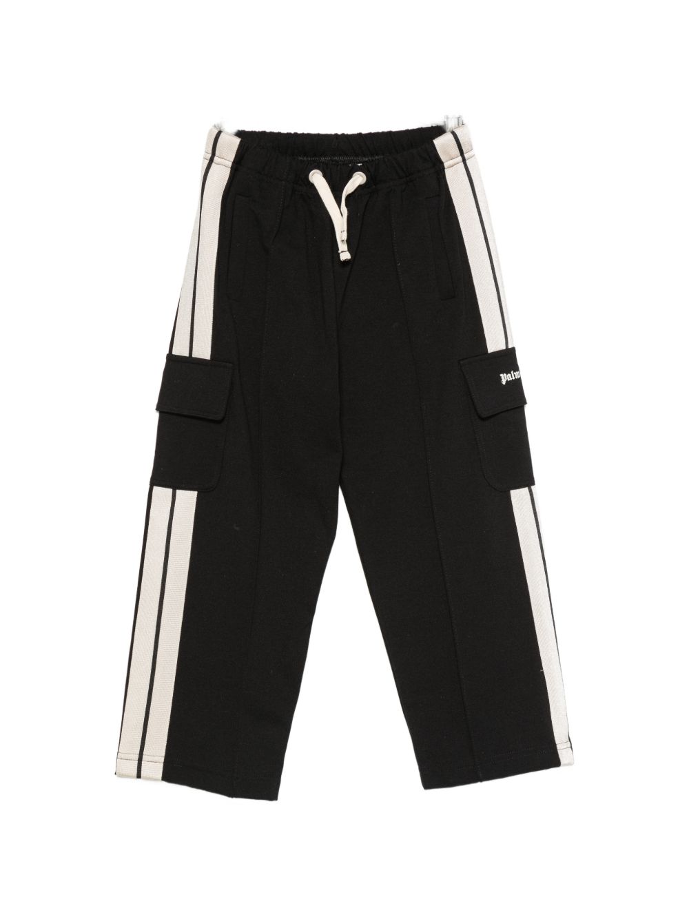 Pantaloni cargo per bambino Palm Angels Kids nero con dettaglio striscia laterale F6PAJBFP020 110 PALM ANGELS KIDS 