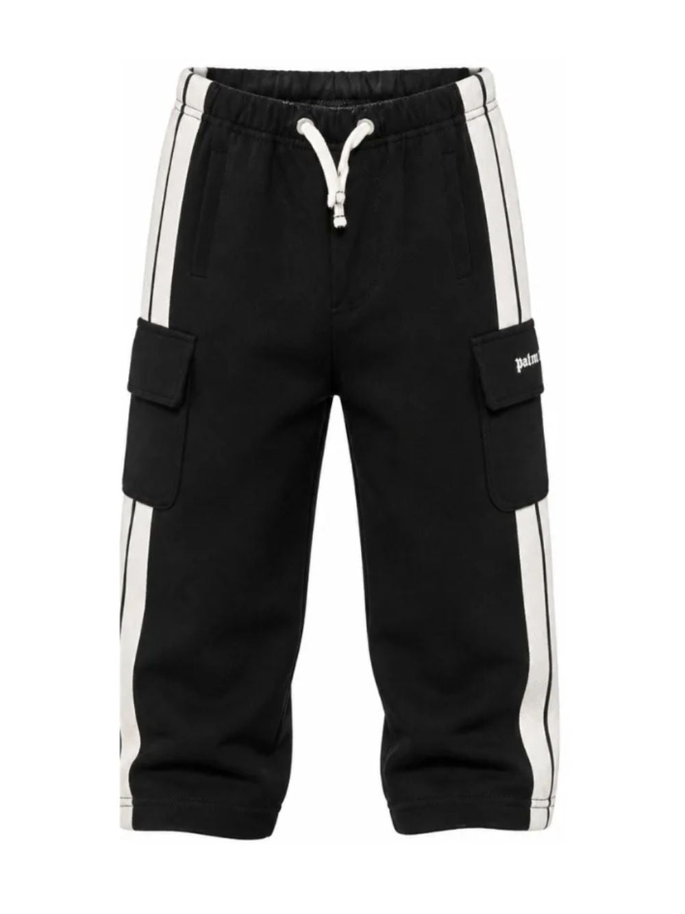 Pantaloni cargo per bambino Palm Angels Kids nero con dettaglio striscia laterale F6PAJBFP020 110 PALM ANGELS KIDS 