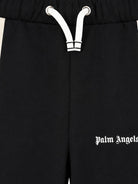 Pantaloni per bambino Palm Angels Kids nero con stampa logo sul davanti F6PAJBFP027 110 PALM ANGELS KIDS 